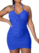 Ruched Halter Mini Dress - View 9 | Lwiis