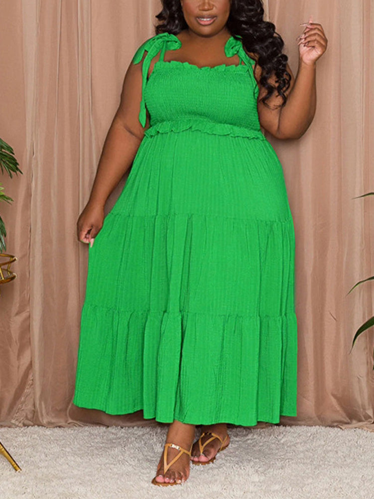 A-line maxi dress with ruffle neckline - View 8 | Lwiis