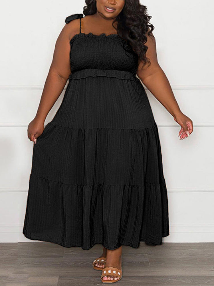 A-line maxi dress with ruffle neckline - View 6 | Lwiis