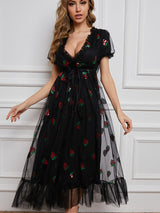Strawberry Sequin Maxi Dress - View 7 | Lwiis