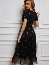 Strawberry Sequin Maxi Dress - View 8 | Lwiis