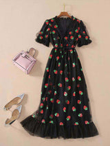 Strawberry Sequin Maxi Dress - View 10 | Lwiis