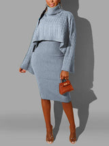 Knitted turtleneck sweater and midi dress set - View 31 | Lwiis