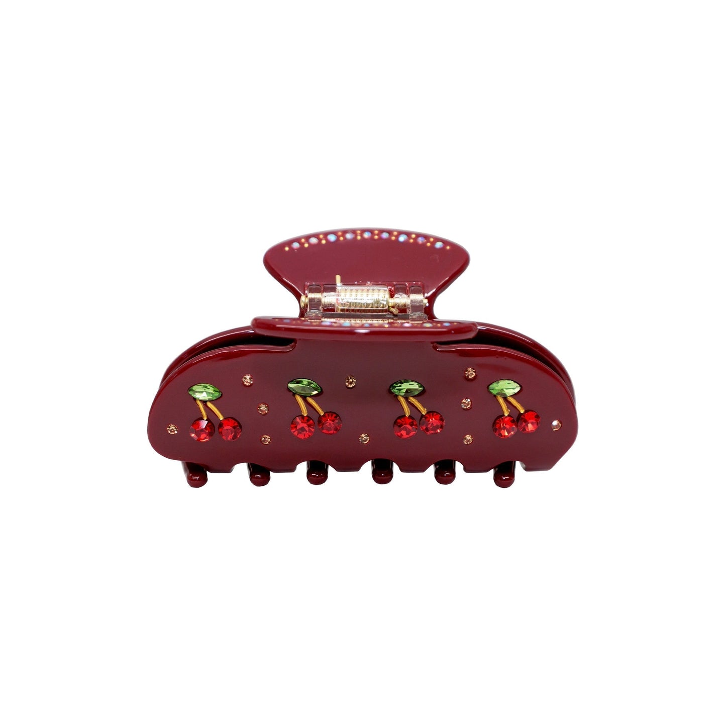 red cherry claw clip with rhinestones
