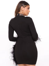 Rhinestone Feather Mini Dress - View 7 | Lwiis