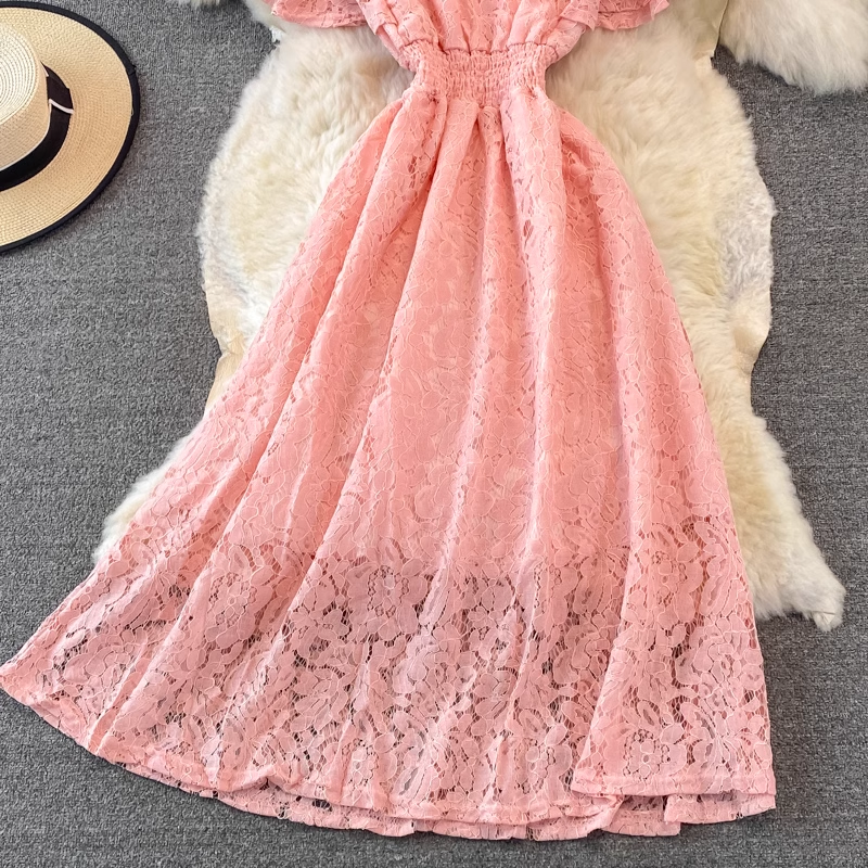 Lace flutter sleeve maxi dress - View 6 | Lwiis