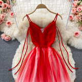 A-line maxi dress with spaghetti straps and gradient color - View 11 | Lwiis