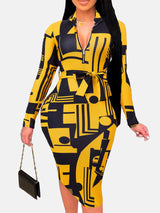 Zipper Print Midi Dress - View 9 | Lwiis