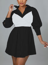 Patchwork Lace Up Shirt Dress - View 10 | Lwiis