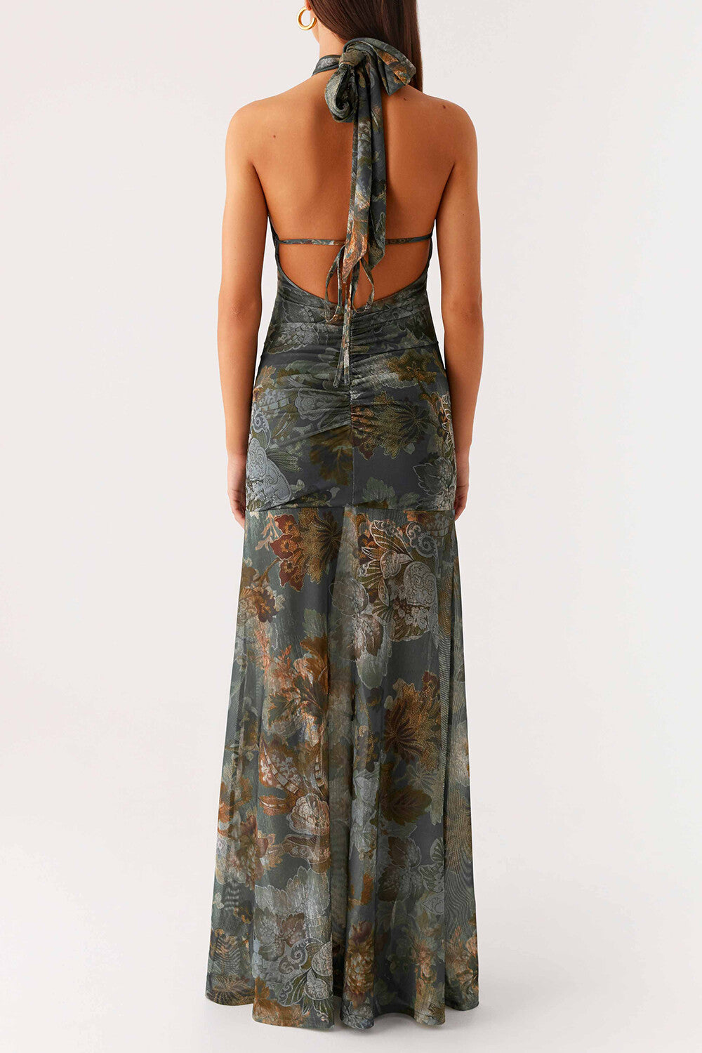 Floral Maxi Dress with Halter Neck - View 8 | Lwiis