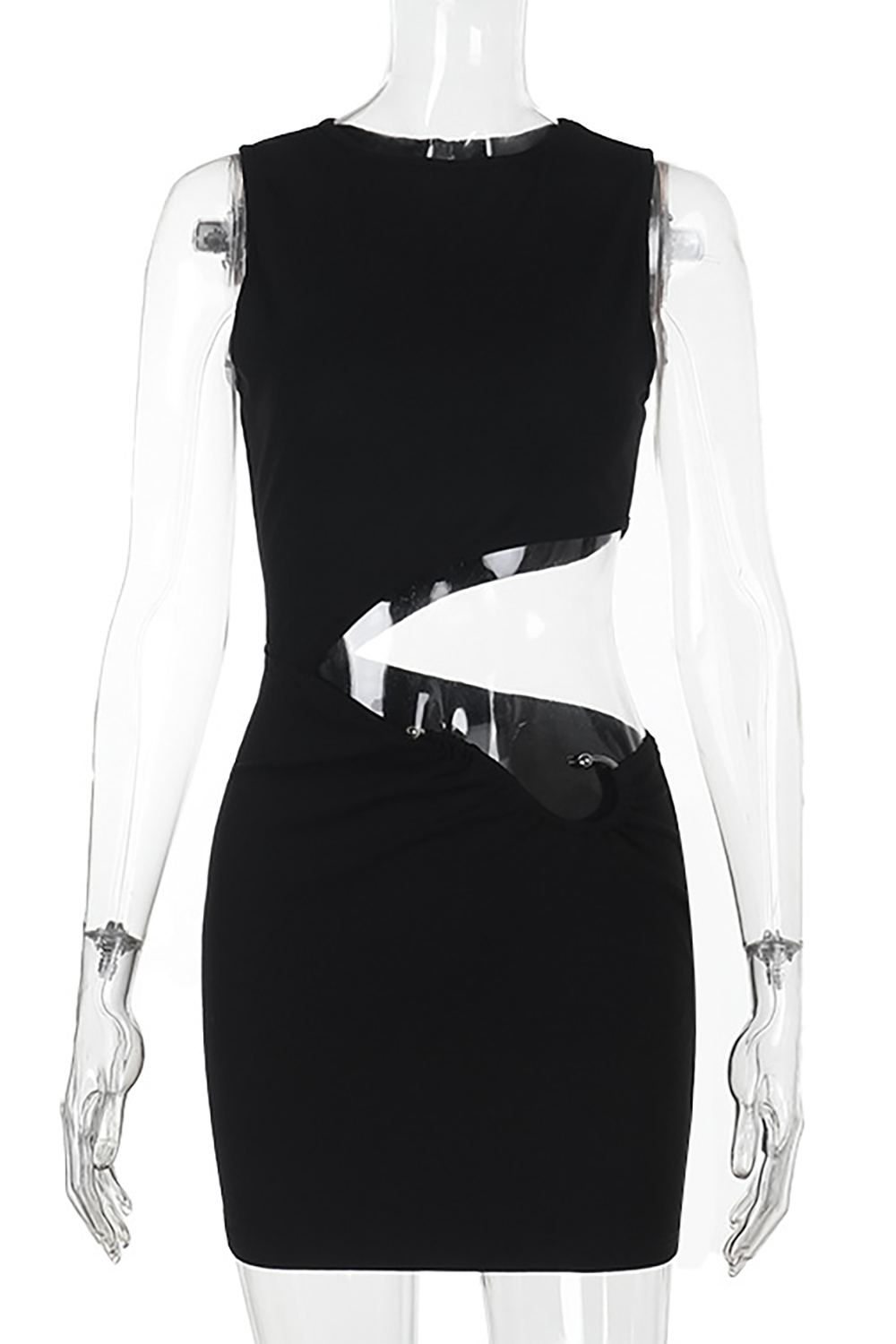 Round Neck Cutout Mini Dress - View 8 | Lwiis