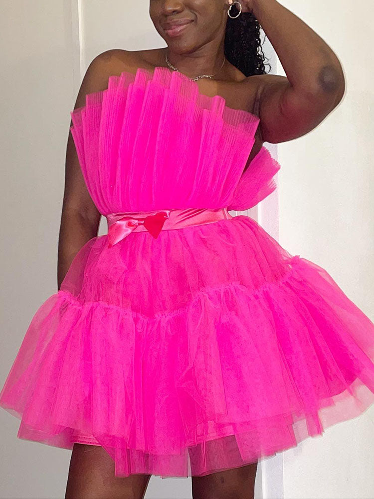 Tulle Bow Cocktail Dress - View 6 | Lwiis