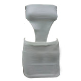 front view of a white strapless knit mini dress with cut-outs