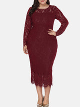 Elegant long sleeve lace maxi dress - View 10 | Lwiis