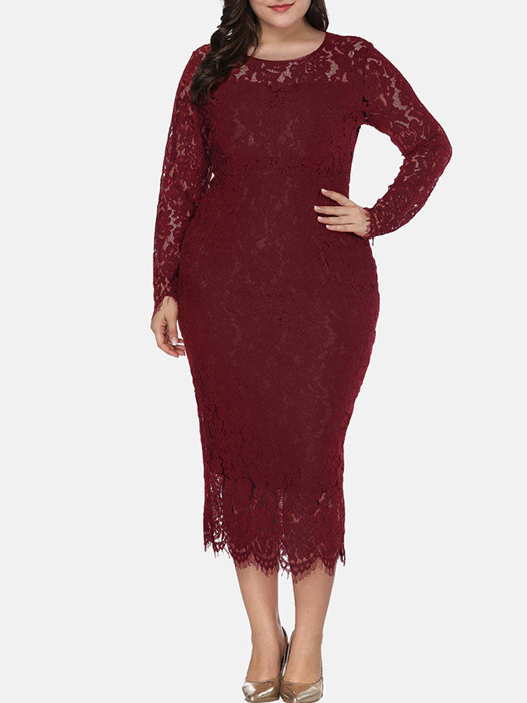 Elegant long sleeve lace maxi dress - View 10 | Lwiis