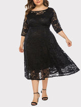 Lace A-Line Midi Dress - View 10 | Lwiis