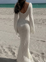 Crochet maxi dress with long sleeves - View 11 | Lwiis