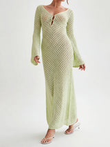 Crochet maxi dress with long sleeves - View 8 | Lwiis