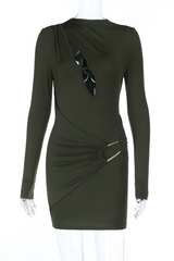 Long sleeve mock neck mini dress - View 6 | Lwiis