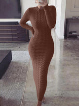 Long sleeve knit maxi dress with geometric pattern - View 10 | Lwiis