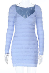 V-neck long sleeve mini dress with frill trim - View 7 | Lwiis