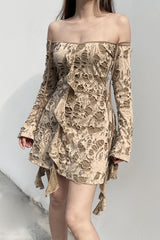 Off Shoulder Ruffled Mini Dress - View 6 | Lwiis