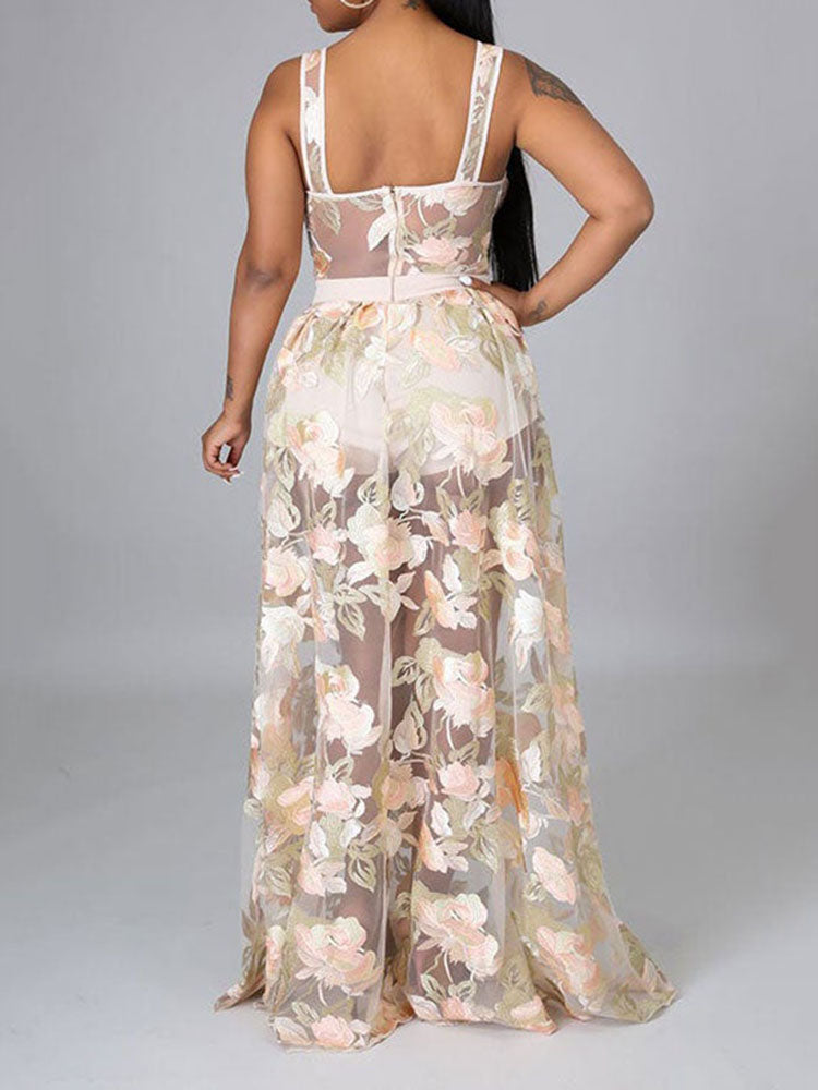 Embroidered Mesh Party Wedding Dress - View 6 | Lwiis