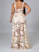 Embroidered Mesh Party Wedding Dress - View 6 | Lwiis
