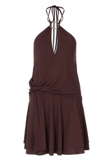 Halter neck mini dress with gold ring detail - View 9 | Lwiis