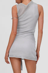 Shimmer mini dress with ruched tie detail - View 6 | Lwiis