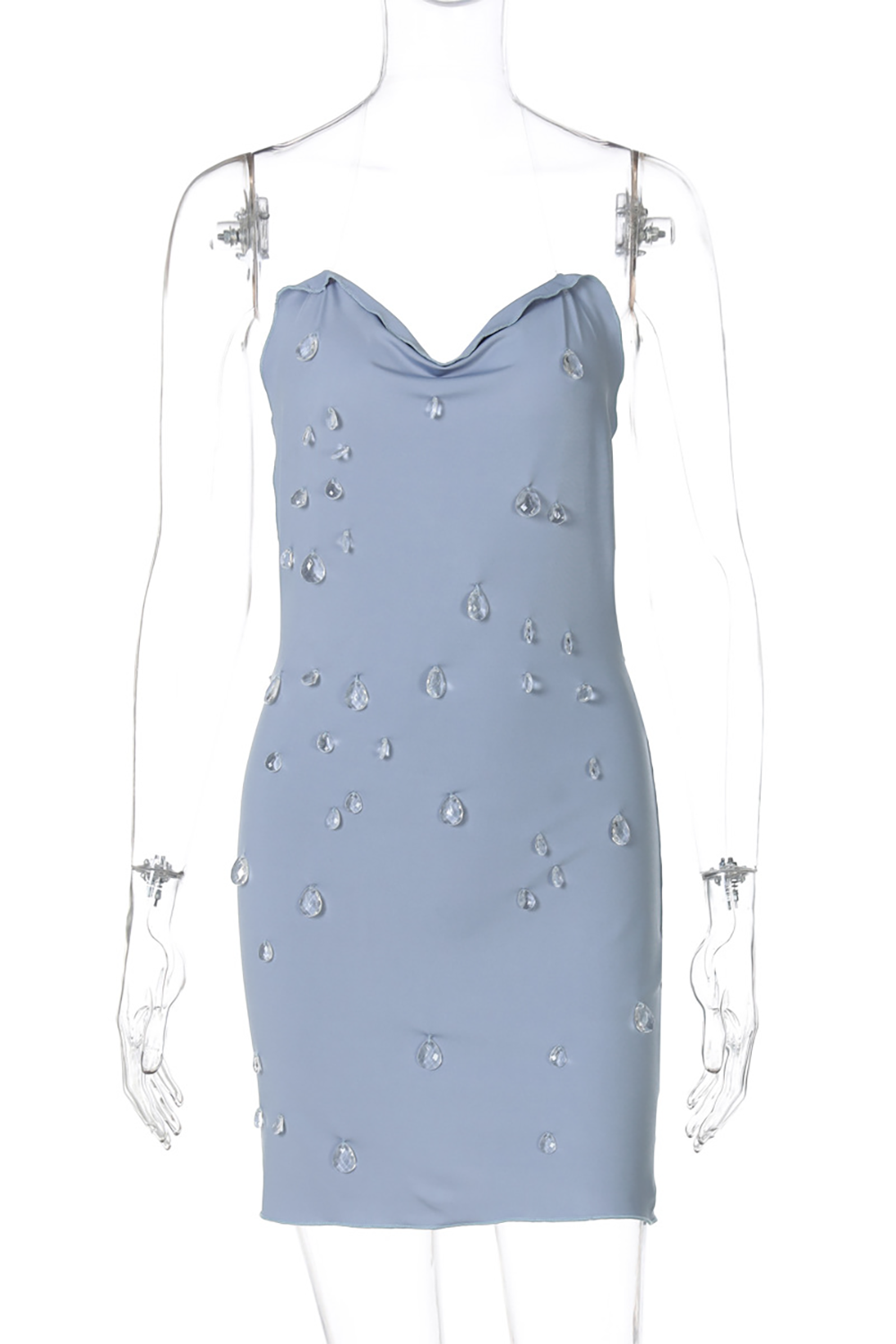Rhinestone halter mini dress - View 9 | Lwiis