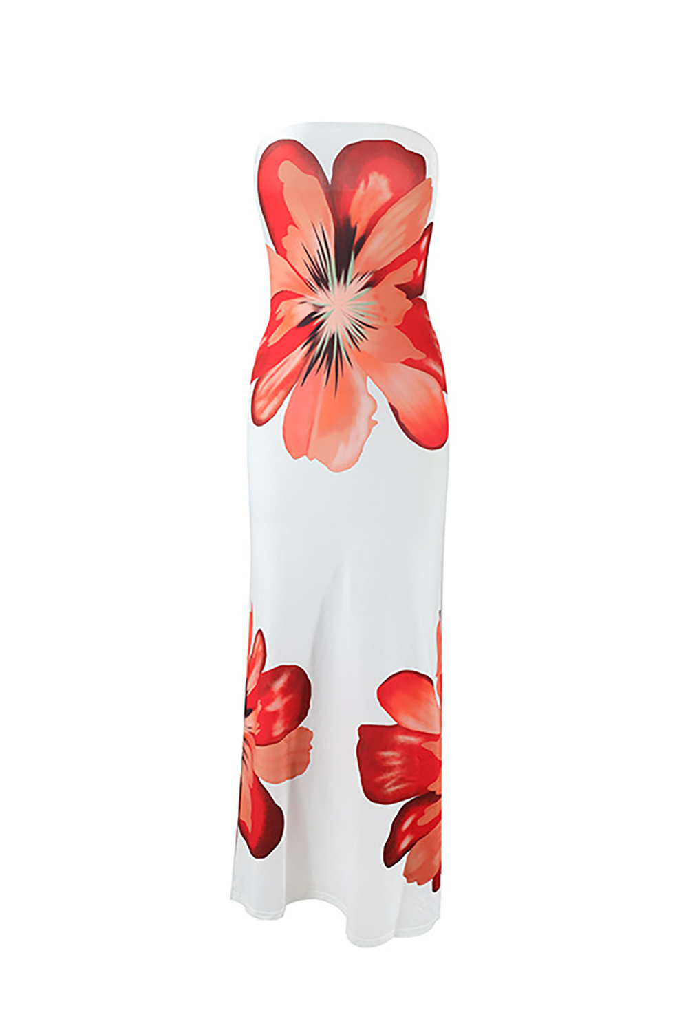 Strapless floral print maxi dress - View 7 | Lwiis