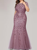 Sequin leaf pattern mermaid maxi dress with scoop neck - View 11 | Lwiis