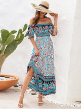 Floral Puff Sleeve Midi Dress - View 10 | Lwiis
