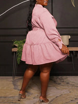 Belted Midi Dress with Ruffle Hem - View 6 | Lwiis