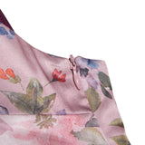 Close-up of the zipper and floral pattern on the slip dress.