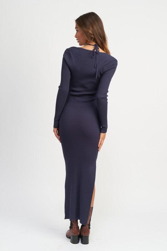 Halter neck maxi dress with high slit and matching bolero - View 10 | Lwiis