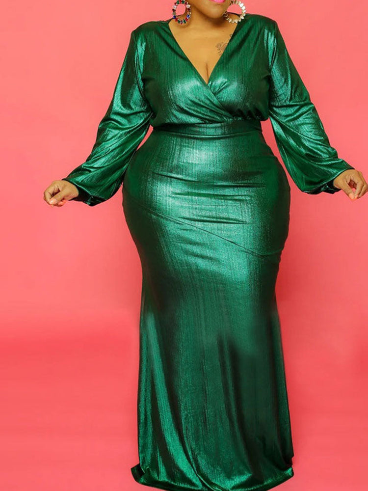 Long Sleeve V-Neck Maxi Dress - View 7 | Lwiis