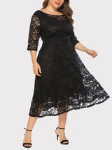 Lace A-Line Midi Dress - View 11 | Lwiis