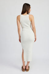 Ribbed Knit Midi Dress - View 6 | Lwiis