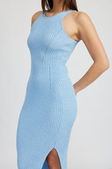 Ribbed Knit Midi Dress - View 8 | Lwiis