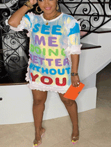Sequin letter t-shirt dress - View 9 | Lwiis