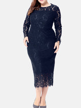 Elegant long sleeve lace maxi dress - View 8 | Lwiis
