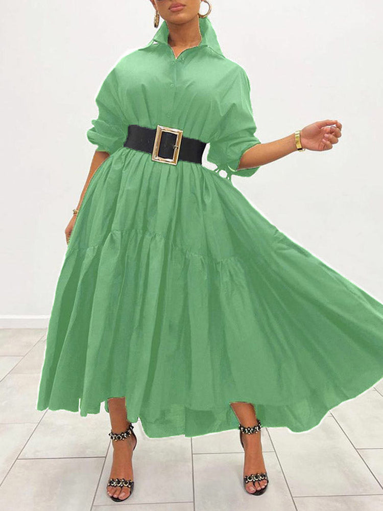 Maxi shirt dress with belt - View 9 | Lwiis