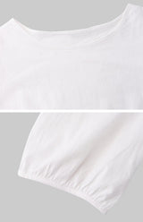 Cotton blend midi dress with puff sleeves - View 14 | Lwiis