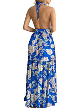 Floral print halter neck maxi dress - View 15 | Lwiis