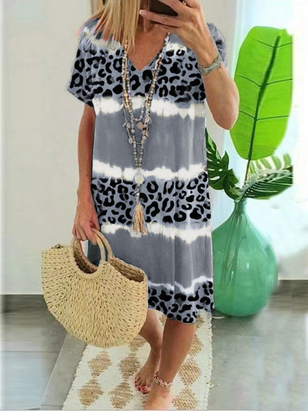 Casual Leopard Print Midi Dress - View 9 | Lwiis
