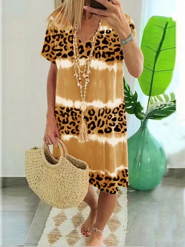 Casual Leopard Print Midi Dress - View 10 | Lwiis