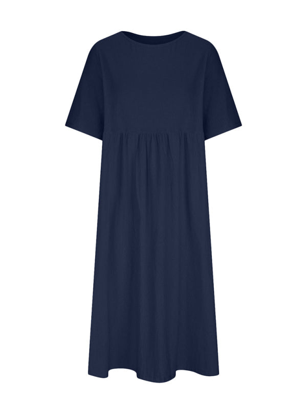 Round neck midi dress with empire waist - View 15 | Lwiis