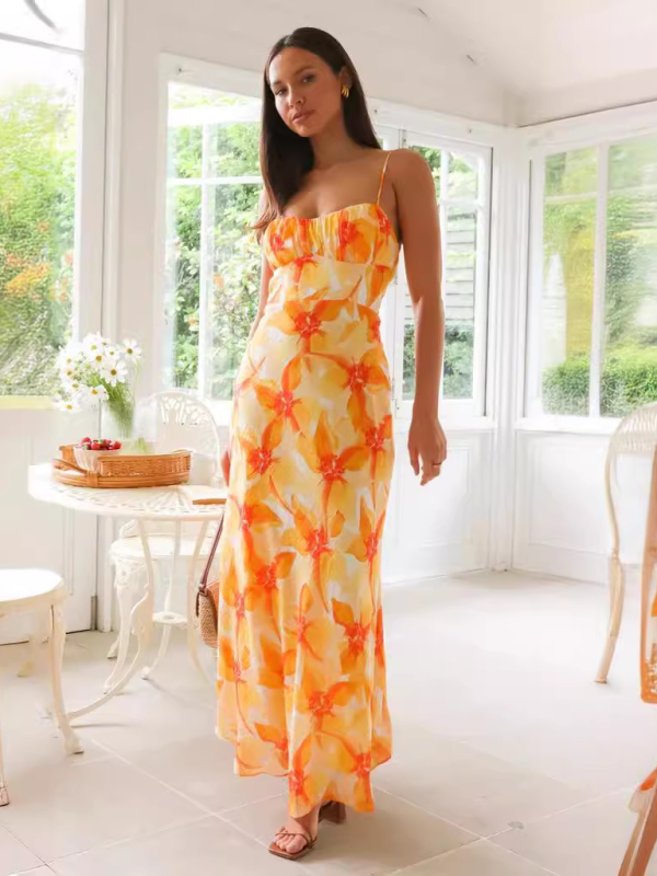 Floral print midi dress - View 7 | Lwiis
